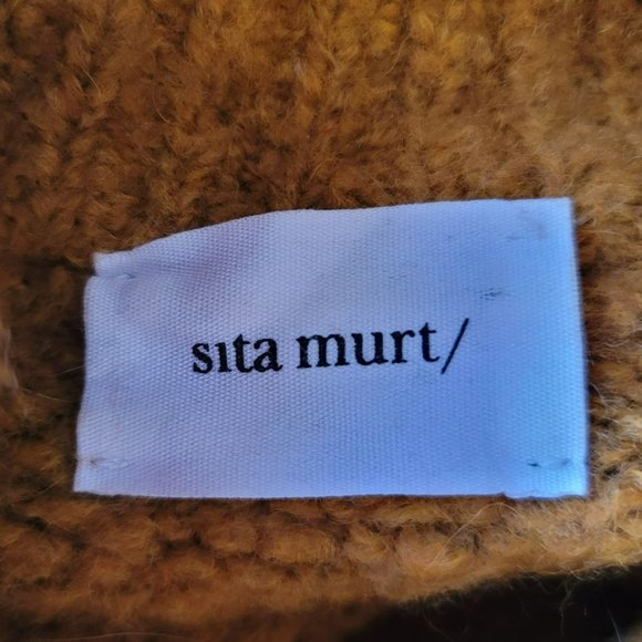 Sita Murt/ Knit Poncho Mustard Yellow Thick Chunky Sweater Womens OS - Picture 6 of 8